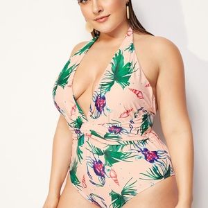 NWT Leaf/Seashell/Floral Print Swimsuit